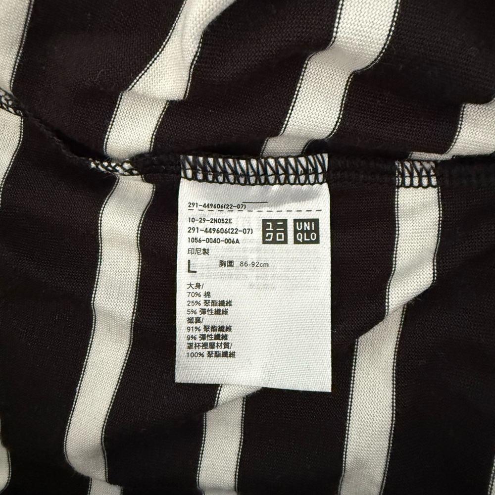 NWOT Uniqlo Airism Black and White Striped Built-in bra T-shirt Maxi Dress - Picture 3 of 4